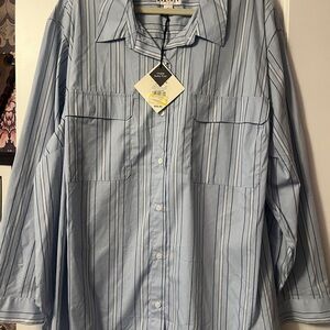 Ava & Viv Blue Striped Button Down Shirt, size 3X, NWT